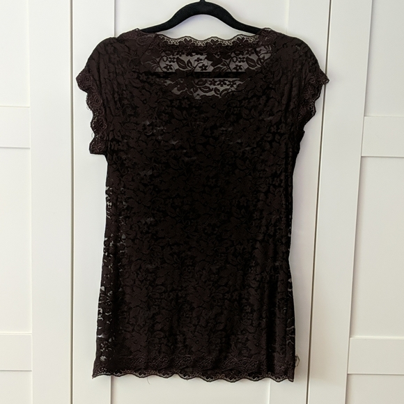 ❄️ 3/$25 Brown Stretchy Floral Lace Top - Picture 4 of 4